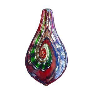 Handcrafted Teardrop Pendant With Multicolor Swirl Design